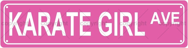 Aeontinity KARATE GIRL AVE Sports Metal Tin Street Sign Bar Cafe Garage Cave Home Room Wall Bathroom Farmhouse Garden Porch Patio Decor, 16 x 4 Inch - Image 1